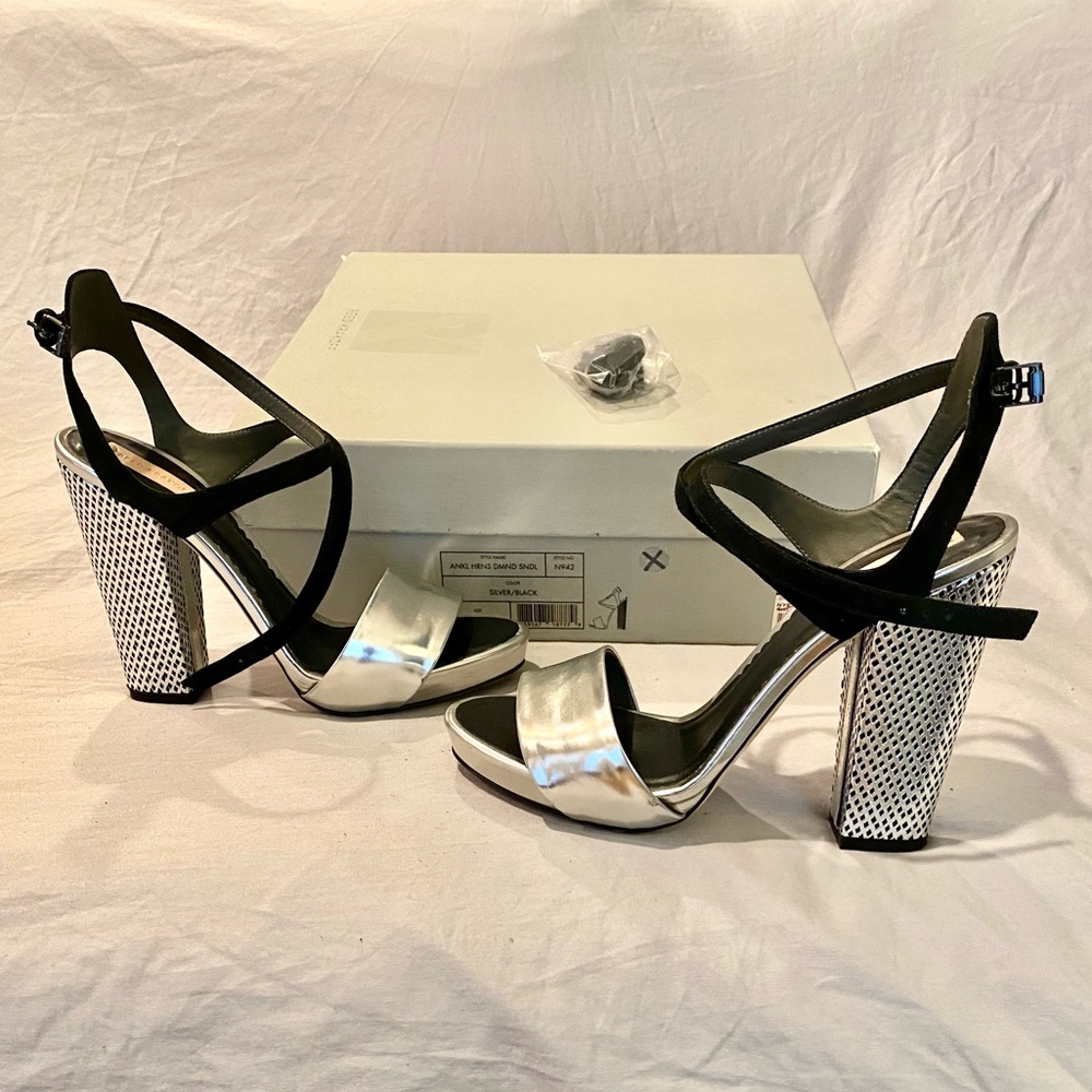 Reed Krakoff Gorgeous Silver and Black Metallic Heels